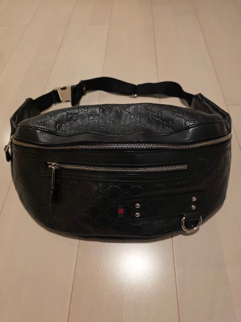 グッチ　GG シマ　レザー　ウエストバッグ　ボディバッグ