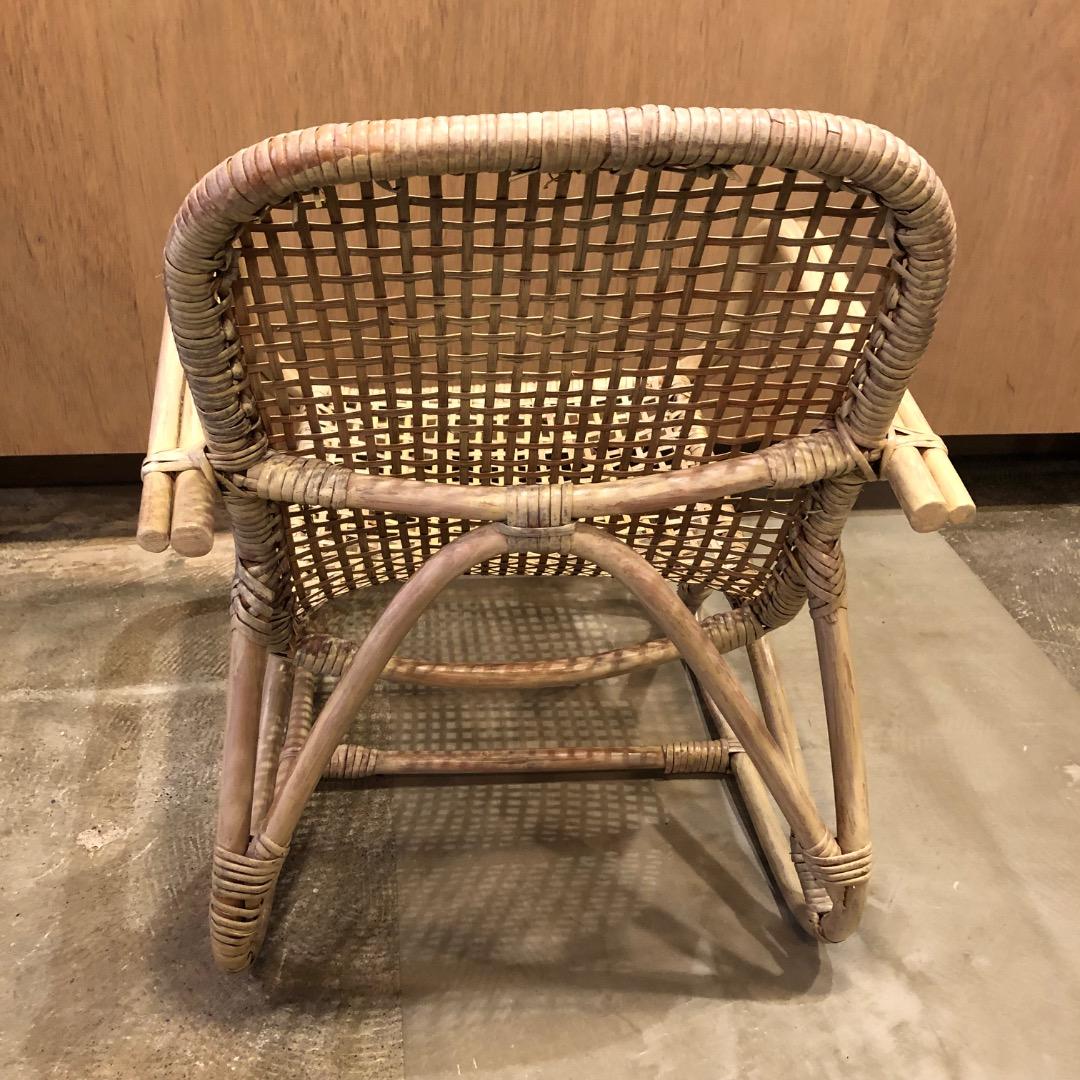 【ラタン】アーム付き　ロッキングチェア　ラタン家具　ラタン椅子　ヴィンテージ