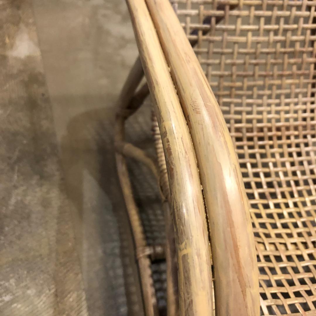 【ラタン】アーム付き　ロッキングチェア　ラタン家具　ラタン椅子　ヴィンテージ