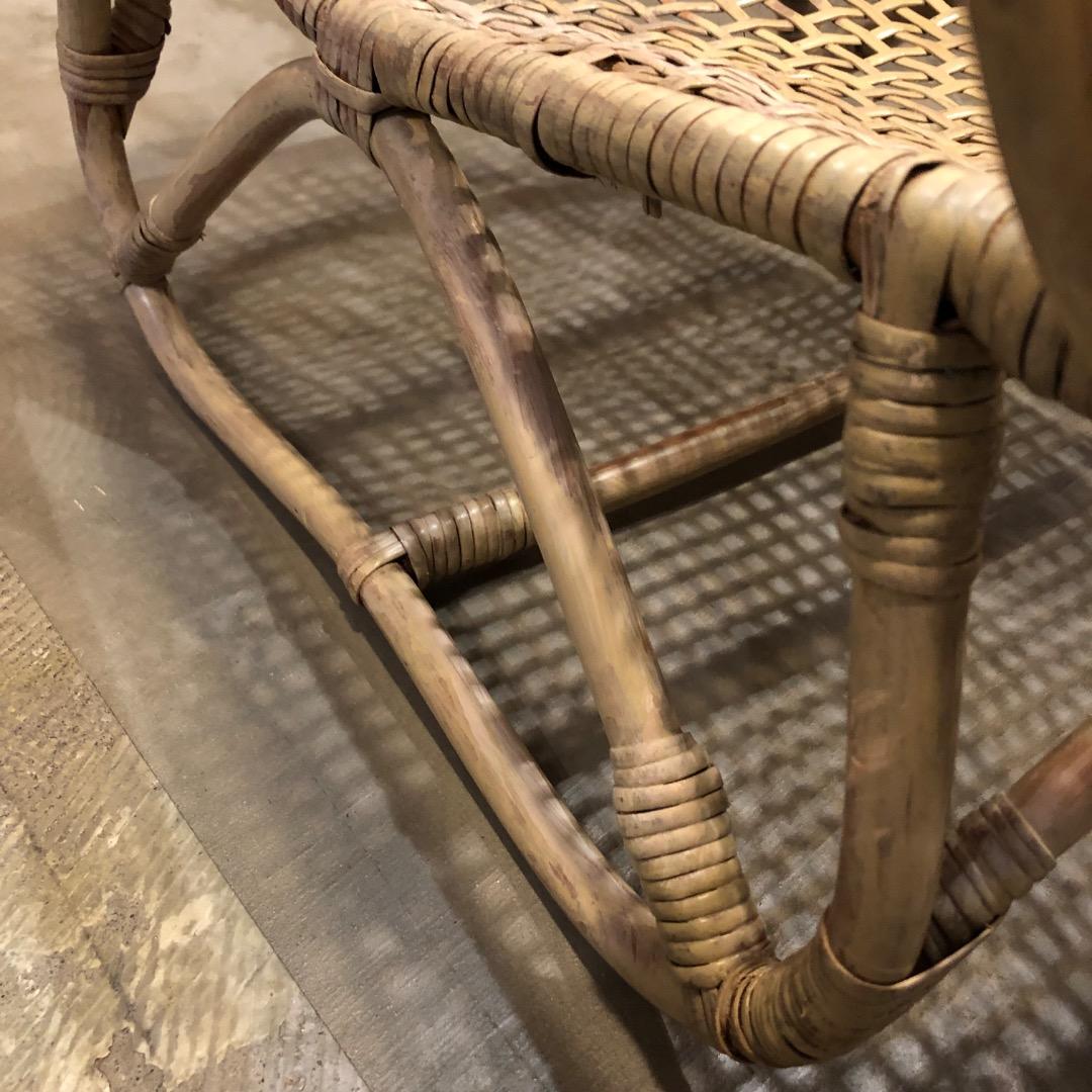 【ラタン】アーム付き　ロッキングチェア　ラタン家具　ラタン椅子　ヴィンテージ