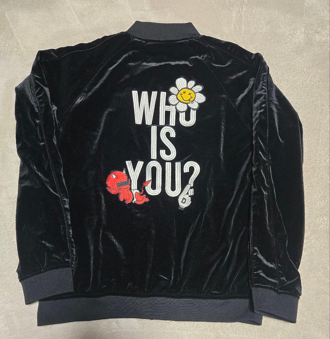 DGLR 黒 ベロアスーベニアジャケット 花とキャラクター刺繍