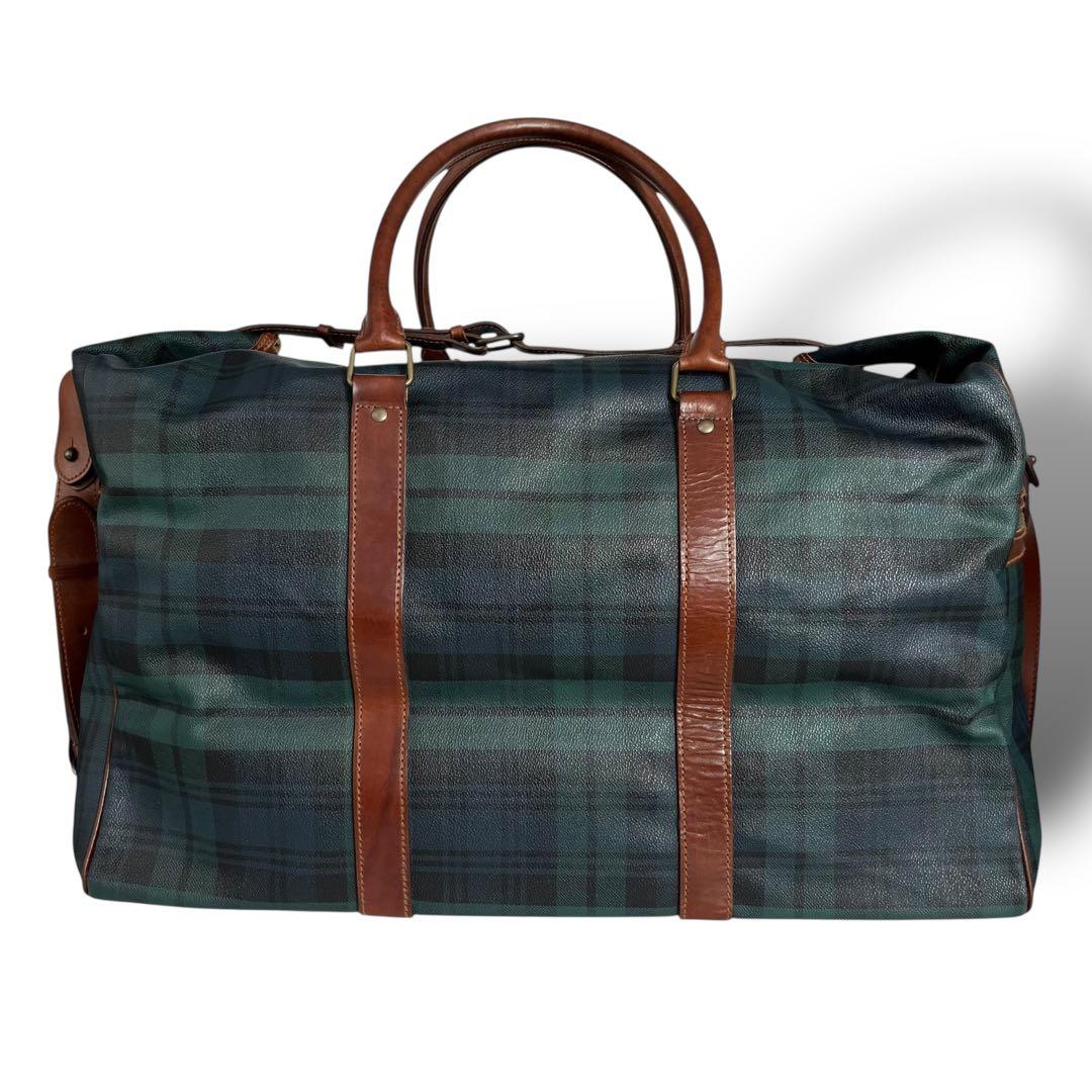 ポロラルフローレン☆2way ブラックウォッチ ボストン PVC レザー 大容量