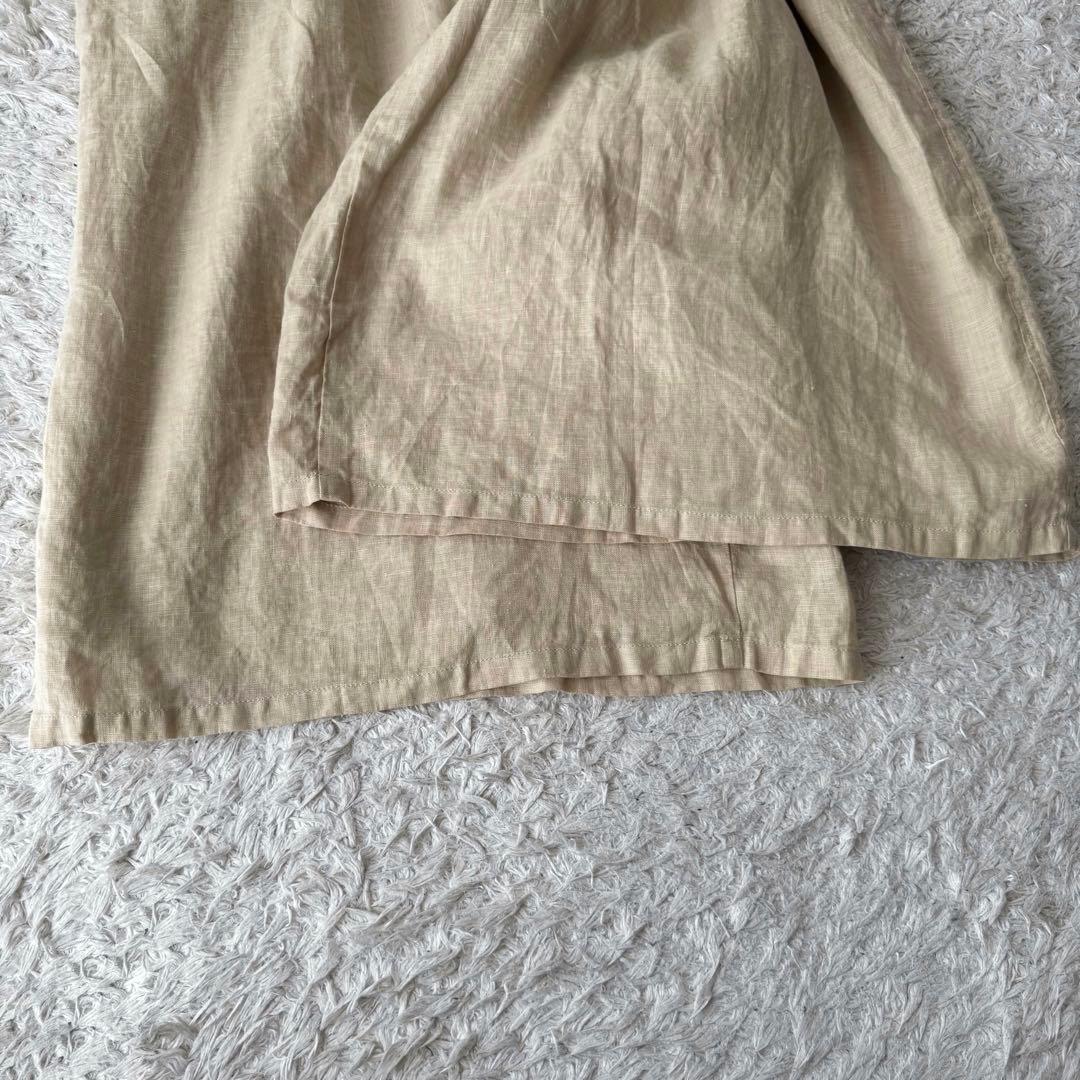 未使用 プランテーション リネン ガウチョパンツ ワイドパンツ ウエストゴム 麻