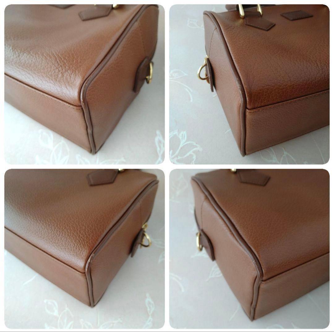 値下げ☆バーバリーミニボストンバッグ ショルダー ノバチェック レザー ブラウン