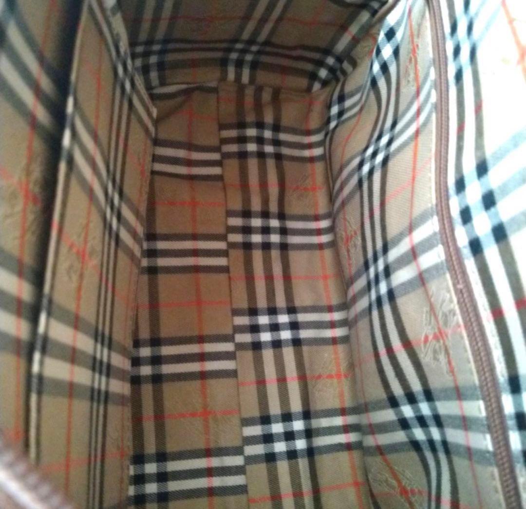 値下げ☆バーバリーミニボストンバッグ ショルダー ノバチェック レザー ブラウン