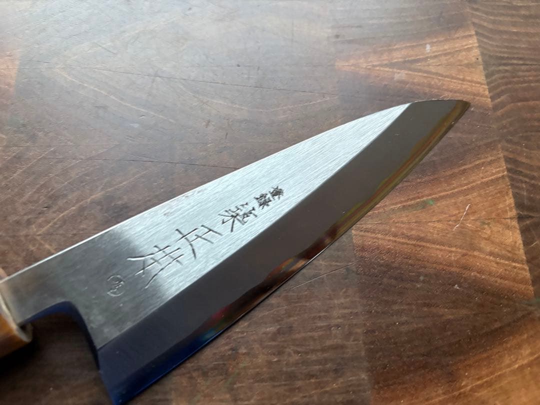 正本　築地　秀　小出刃　140mm 包丁　白鋼　和包丁　研ぎ済み　釣り　水牛朴