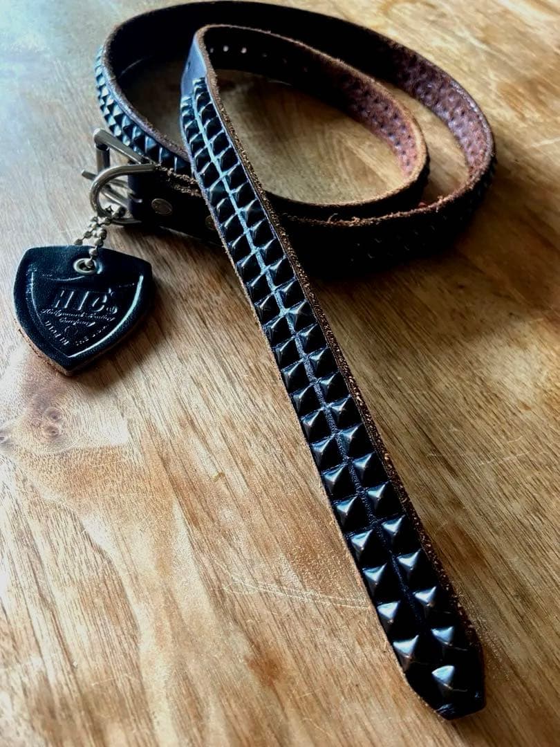 HTC 2Line 0.75インチ ベルト ブラックレザーxブラックスタッズ