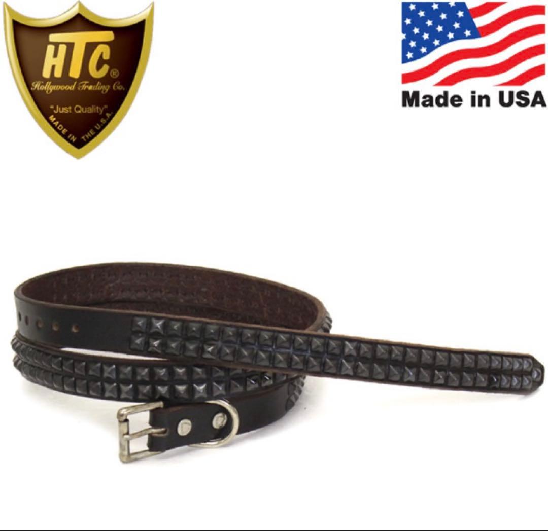 HTC 2Line 0.75インチ ベルト ブラックレザーxブラックスタッズ