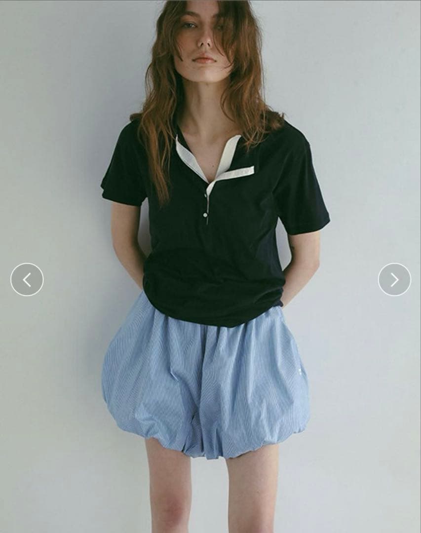 ETRÉ TOKYO ストライプボックスシャツ&ストライプバルーンショートパンツ