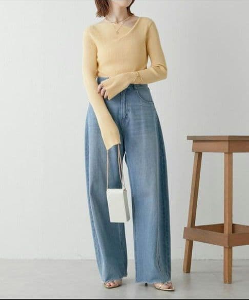 ライトブルーデニムワイドパンツ サイズPM