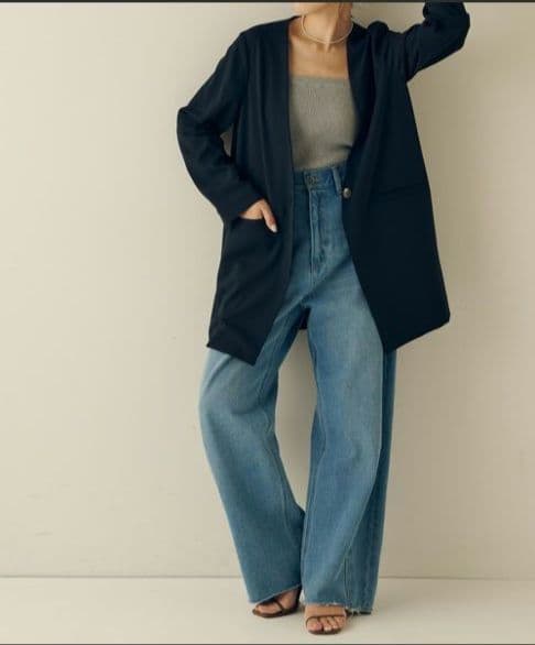 ライトブルーデニムワイドパンツ サイズPM