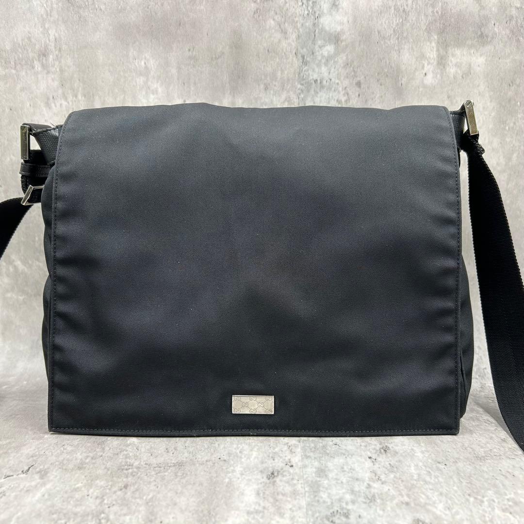 【美品】グッチ ショルダーバッグ 2way メッセンジャー ナイロン ブラック