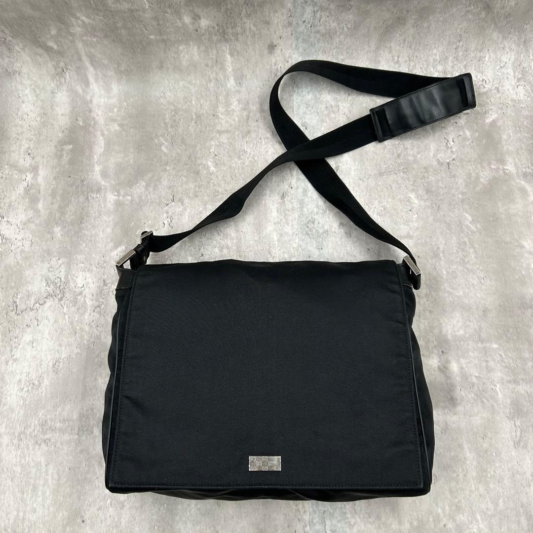 【美品】グッチ ショルダーバッグ 2way メッセンジャー ナイロン ブラック