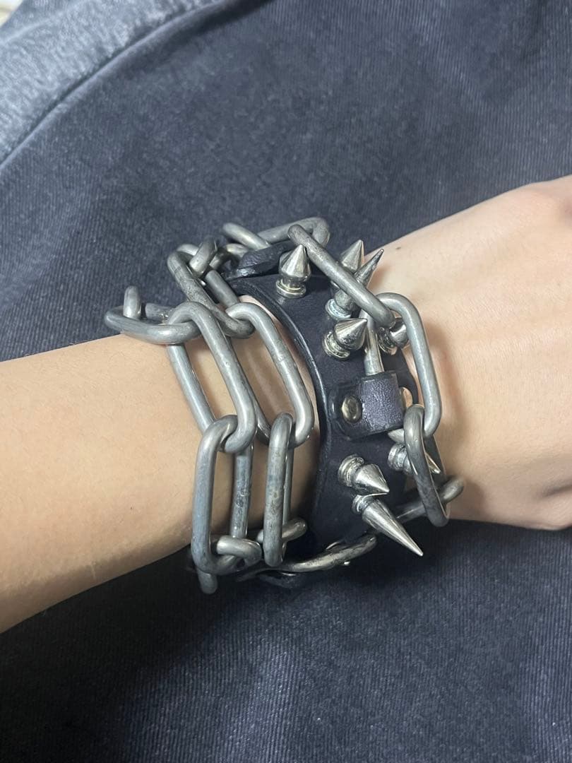 ginzi leather chain band bracelet punk 棘