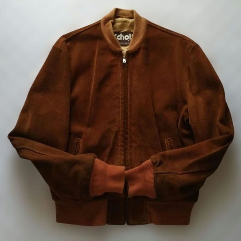 ショット　ブラウン スエード ボンバージャケット 40