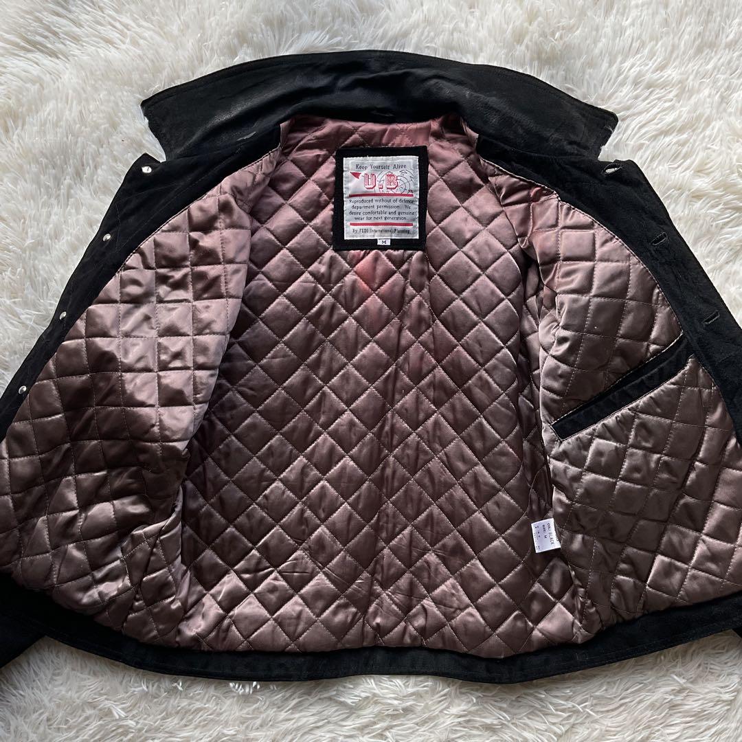 90's✨レザートラッカージャケット　3rd 豚革　黒　スエード　M キムタク