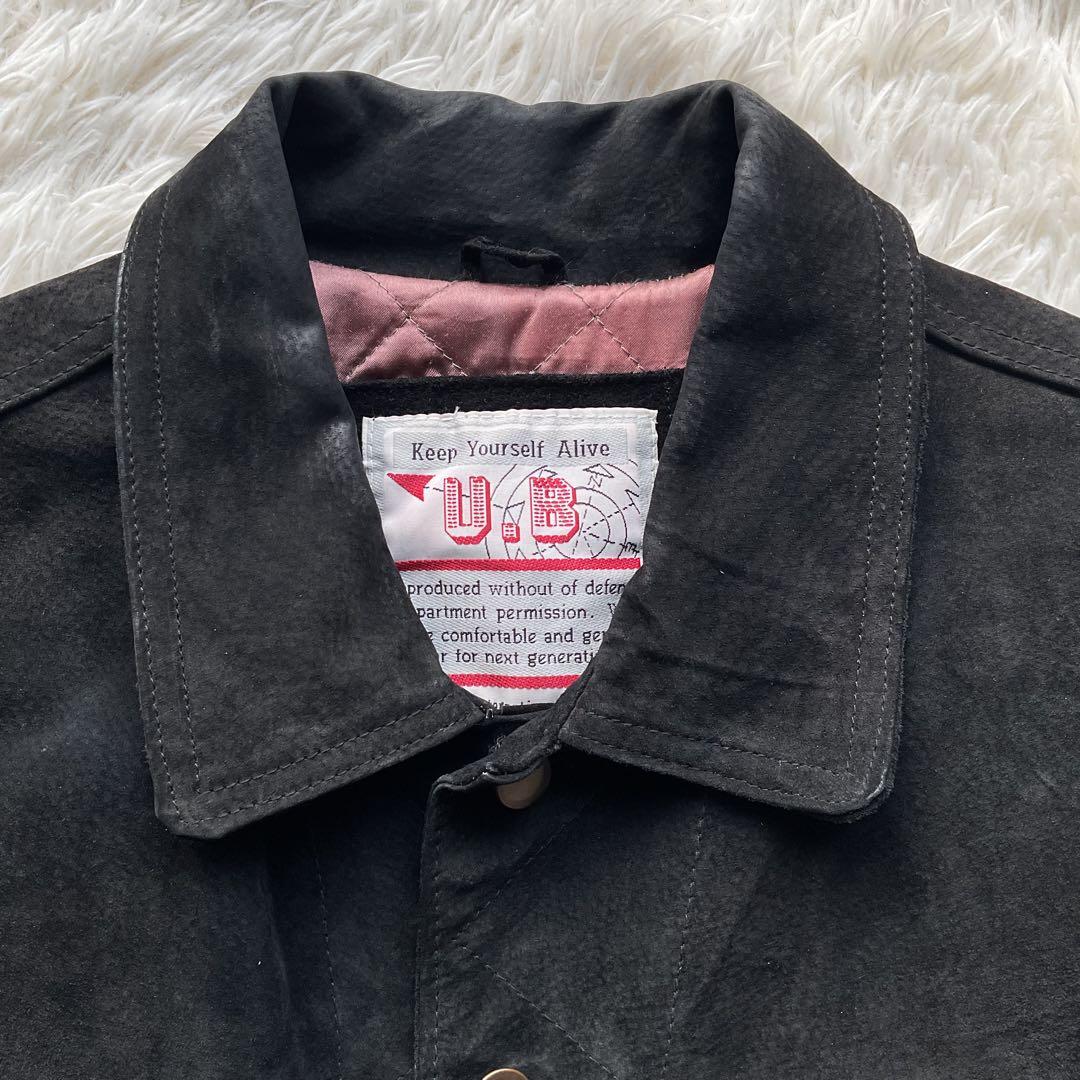 90's✨レザートラッカージャケット　3rd 豚革　黒　スエード　M キムタク