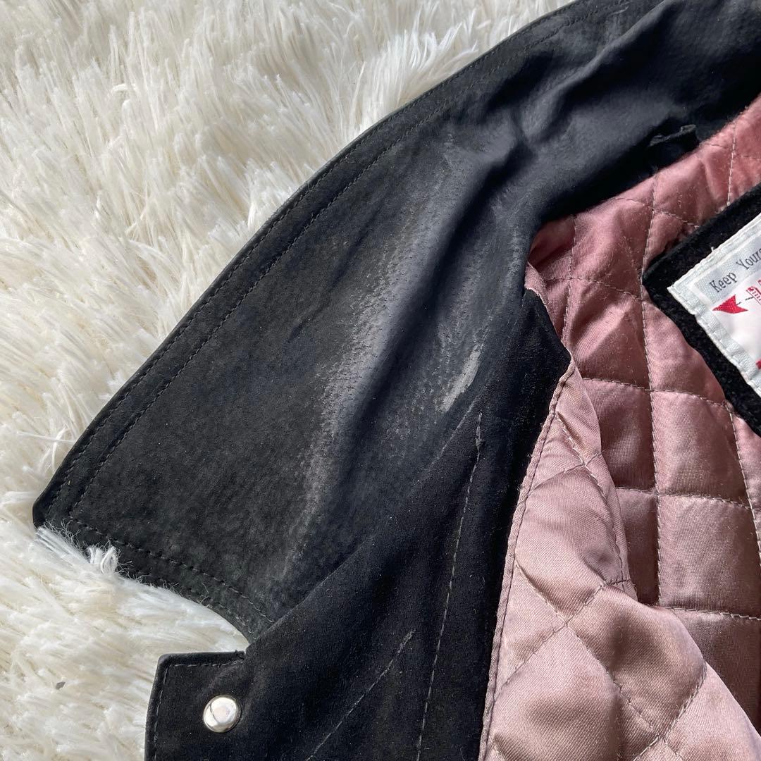 90's✨レザートラッカージャケット　3rd 豚革　黒　スエード　M キムタク