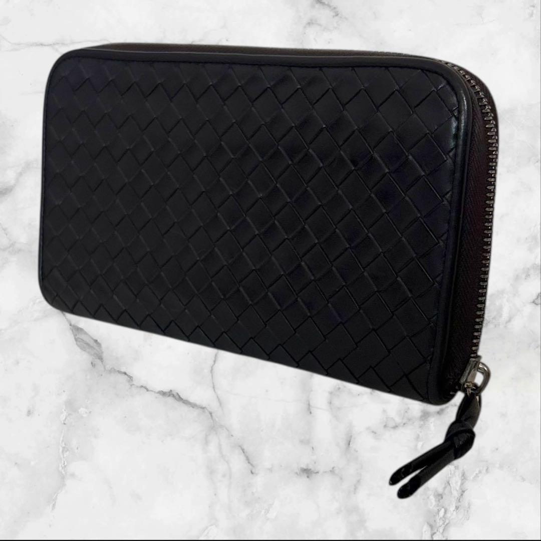 極美品✨ ボッテガヴェネタ イントレチャート　長財布 ラウンドファスナー　黒