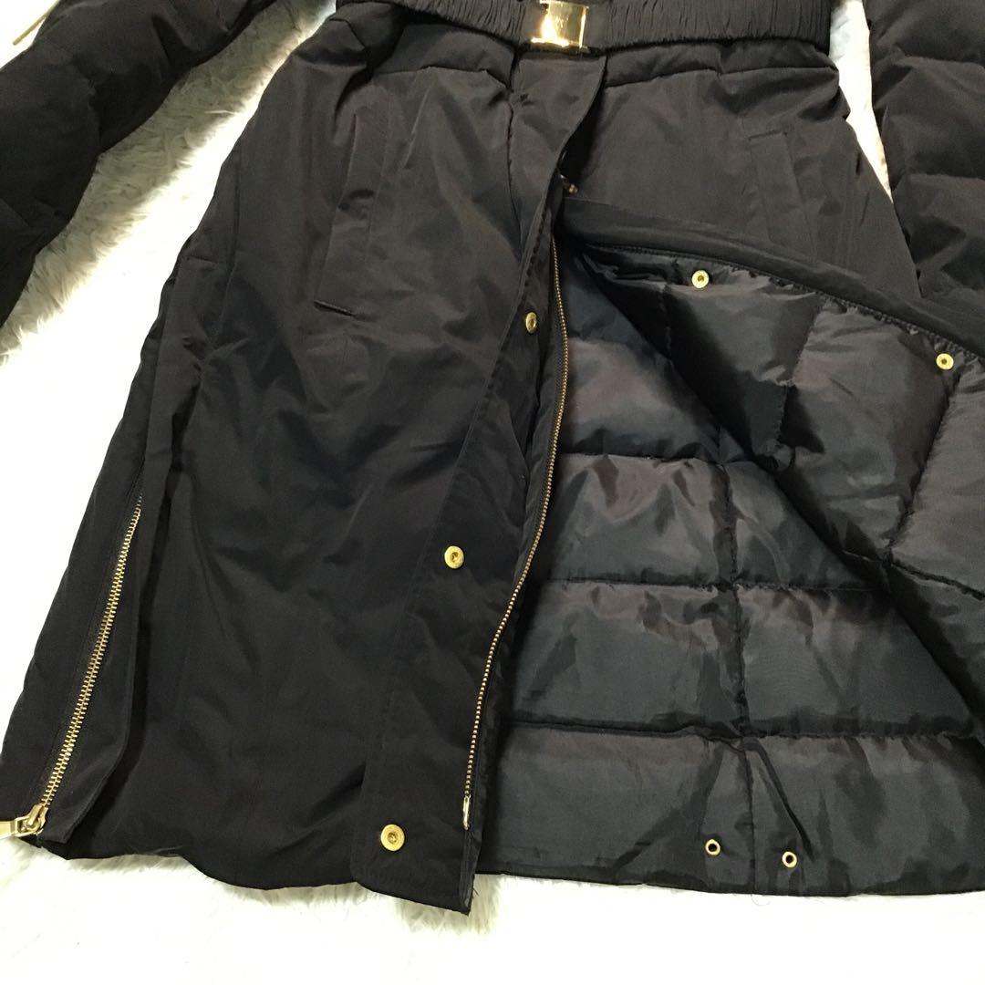 美品【Max&Co】 ダウンジャケット 黒 フード取り外し ベルト M～L相当