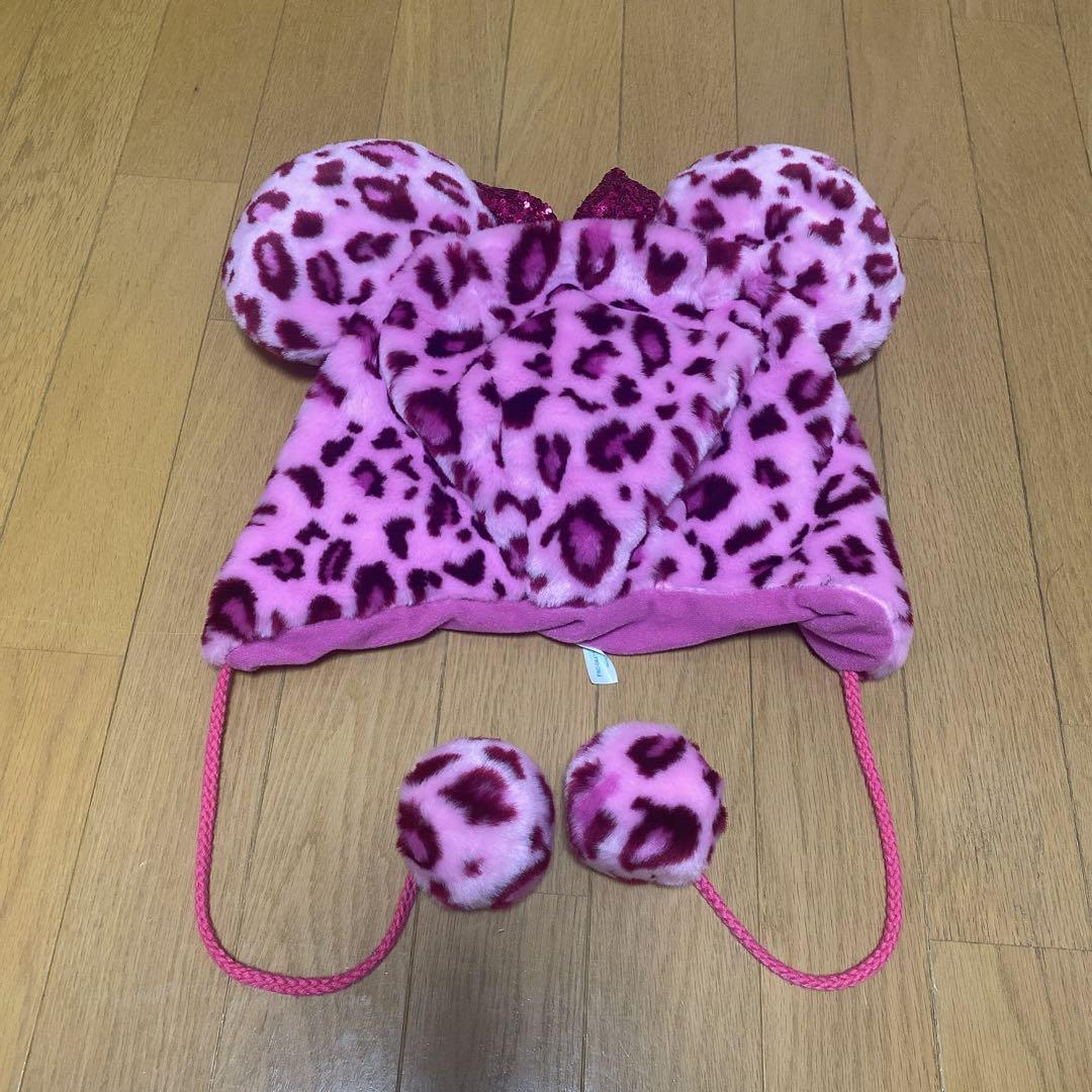 【美品】ディズニー ヒョウ柄 ファンキャップ ピンク