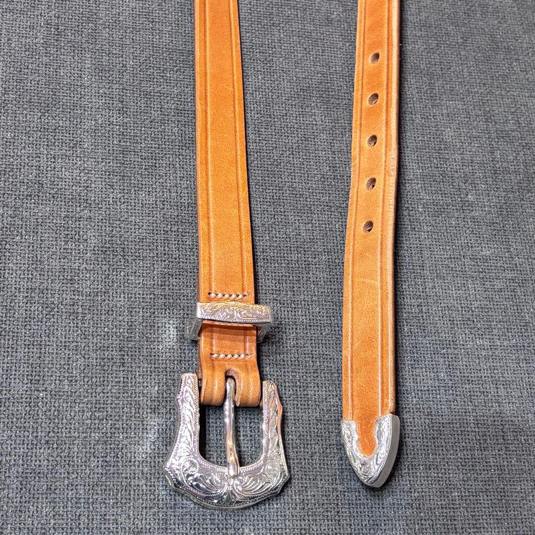 TORY LEATHER　USA製　ウエスタンレザーベルト　ナローベルト　W34