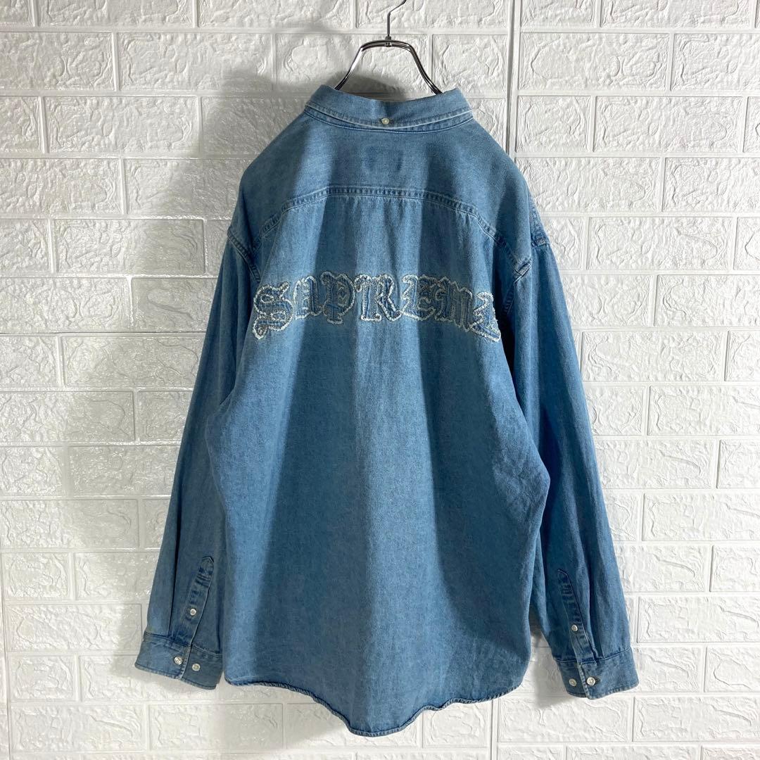 【希少XL】SUPREME シュプリーム バック刺繍ロゴ アップリケデニムシャツ