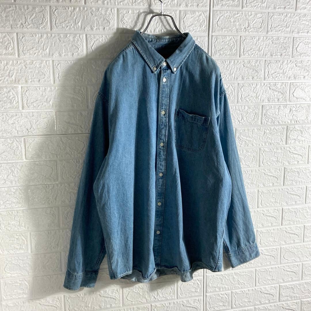 【希少XL】SUPREME シュプリーム バック刺繍ロゴ アップリケデニムシャツ