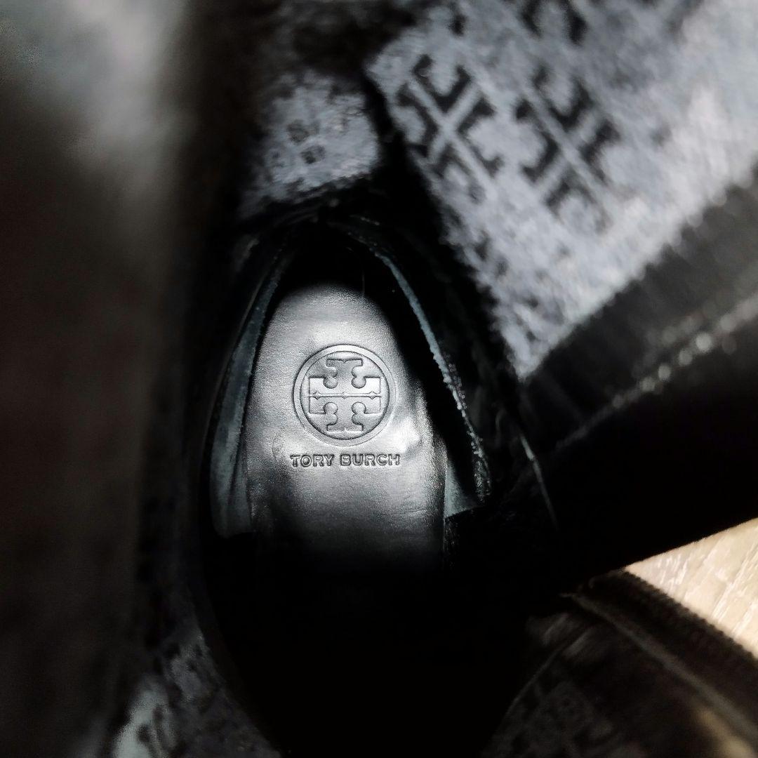 【美品】定価8.3万 トリーバーチ ロングブーツ 黒 レザー ロゴ 23cm