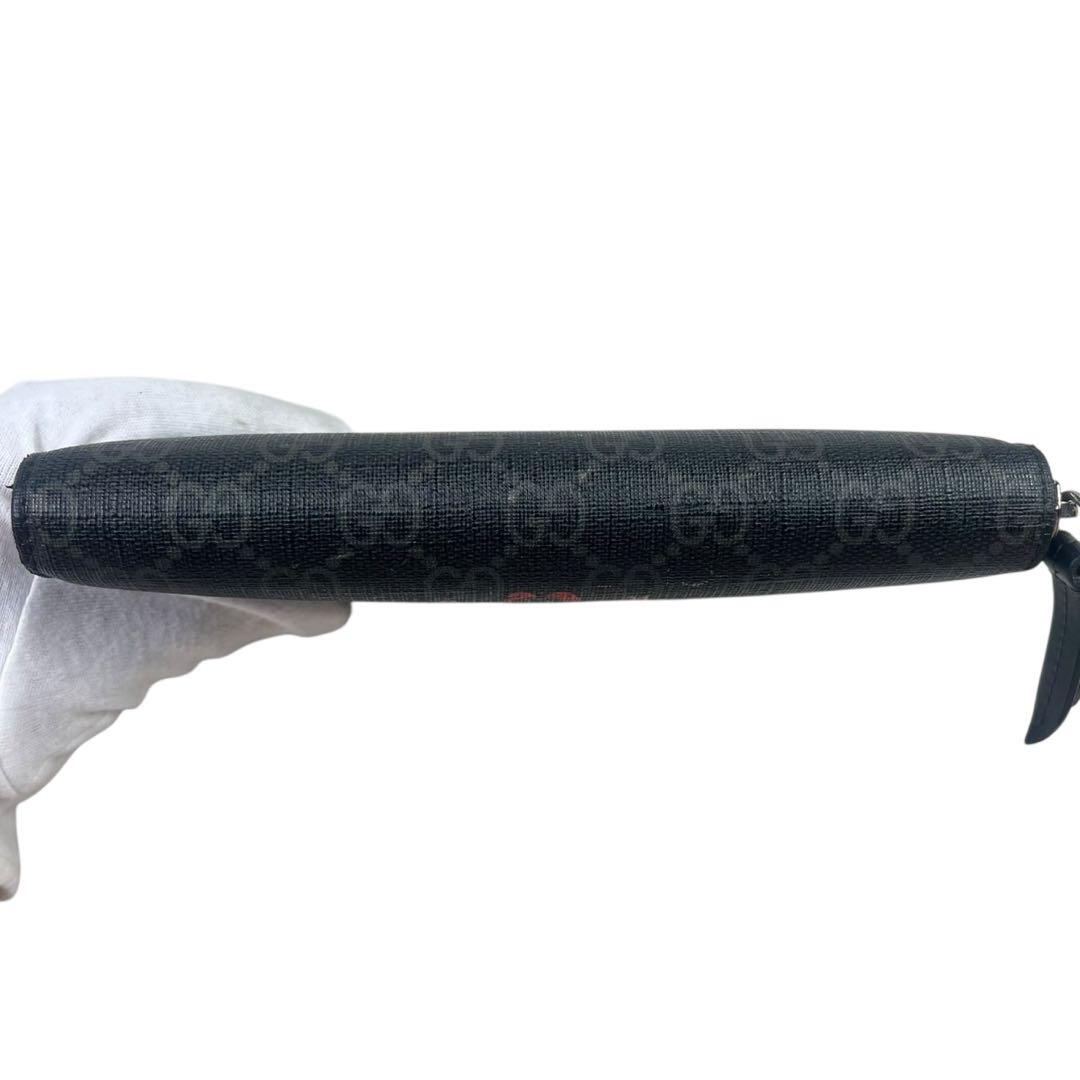 GUCCI グッチ 長財布 ウルフ GGスプリーム ラウンド ブラック