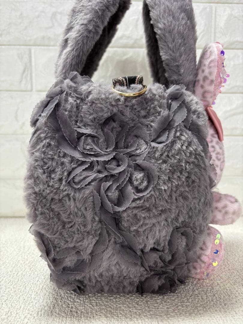 黒*こ様 コヤンイサムチョン　ファーバッグ　グレー　クラウディちゃん　ヒョウ柄う