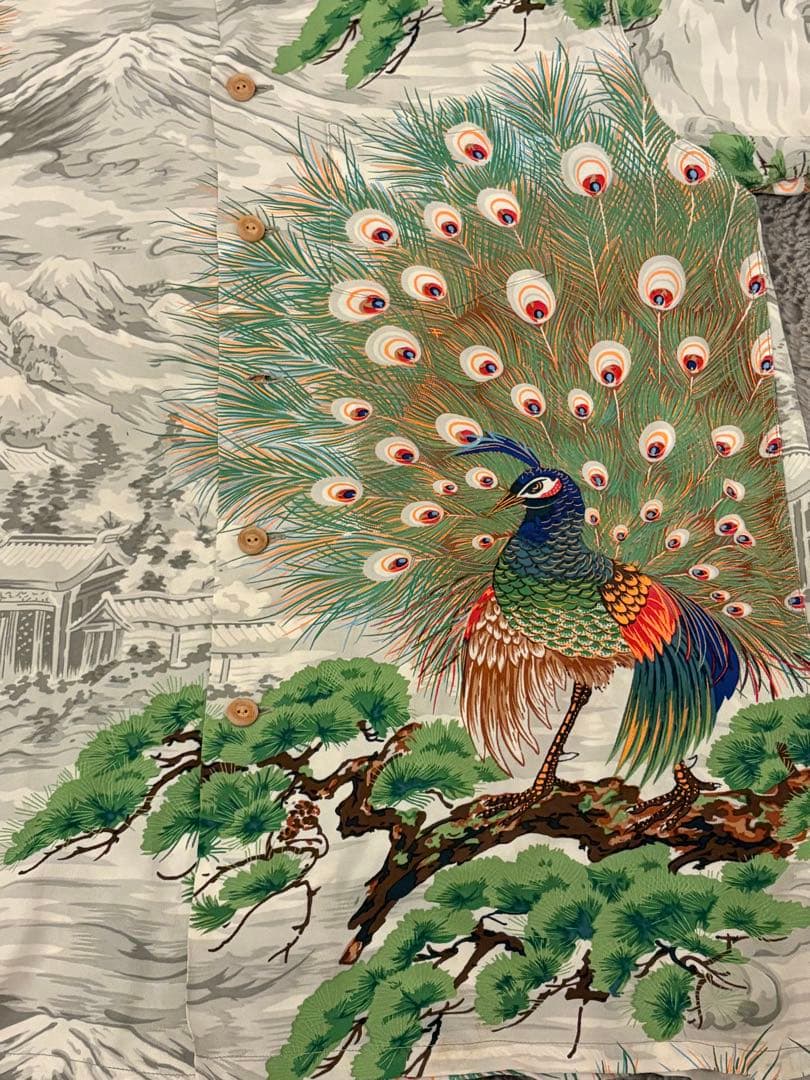 SUNSURF PEACOCK SS33561 シャツアロハ孔雀半袖レーヨン