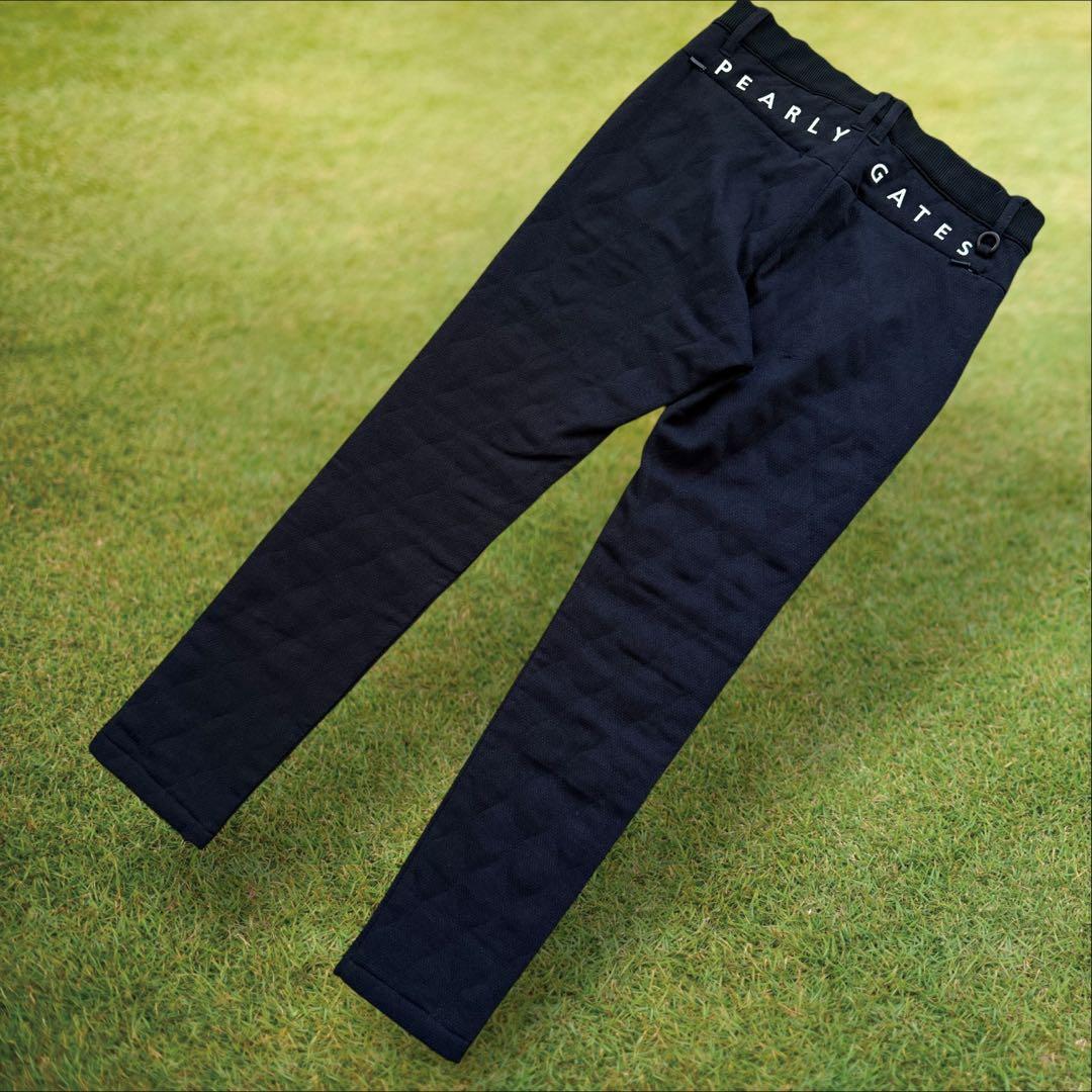 防寒　蓄熱　裏地付き　パーリーゲイツ　キルティング　パンツ　紺　M〜L相当　4