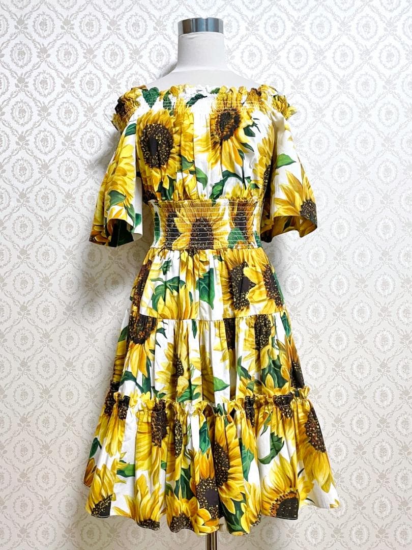 美品 DOLCE&GABBANA ドルチェ&ガッバーナ ひまわり柄ワンピース