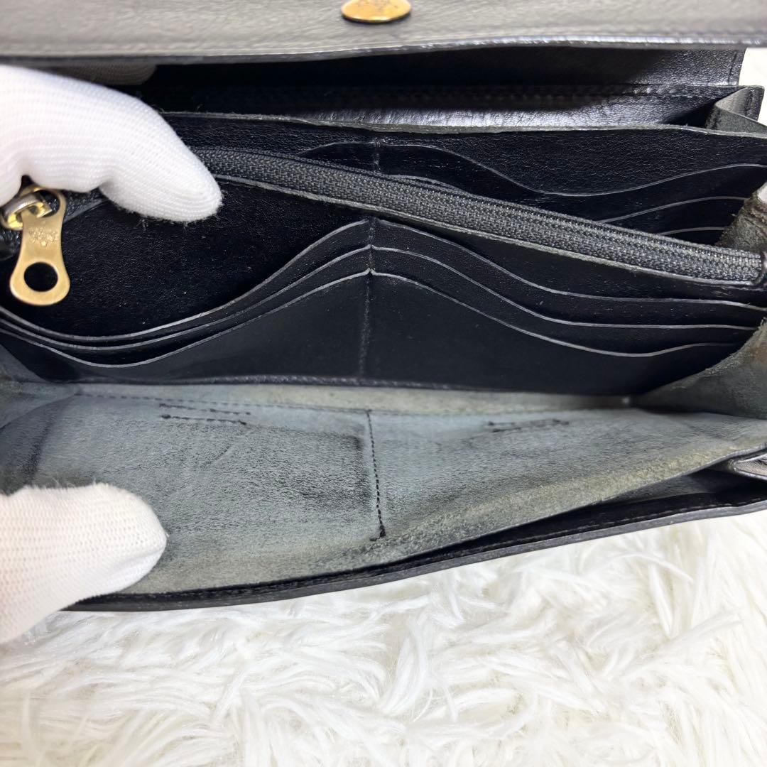 状態良✨付属品有り　イルビゾンテ　ロングウォレット　長財布　レザー　金ボタン　黒