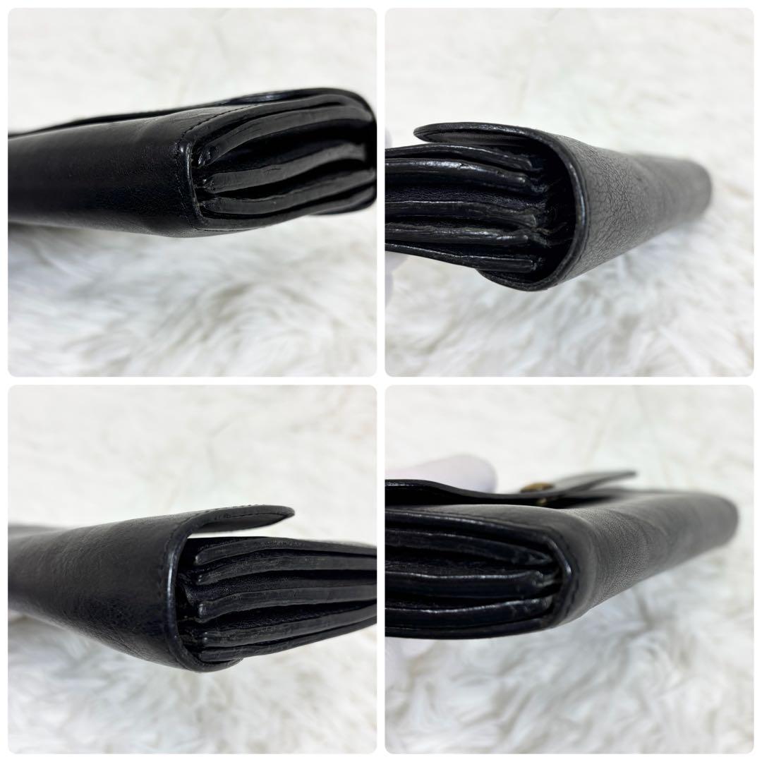 状態良✨付属品有り　イルビゾンテ　ロングウォレット　長財布　レザー　金ボタン　黒