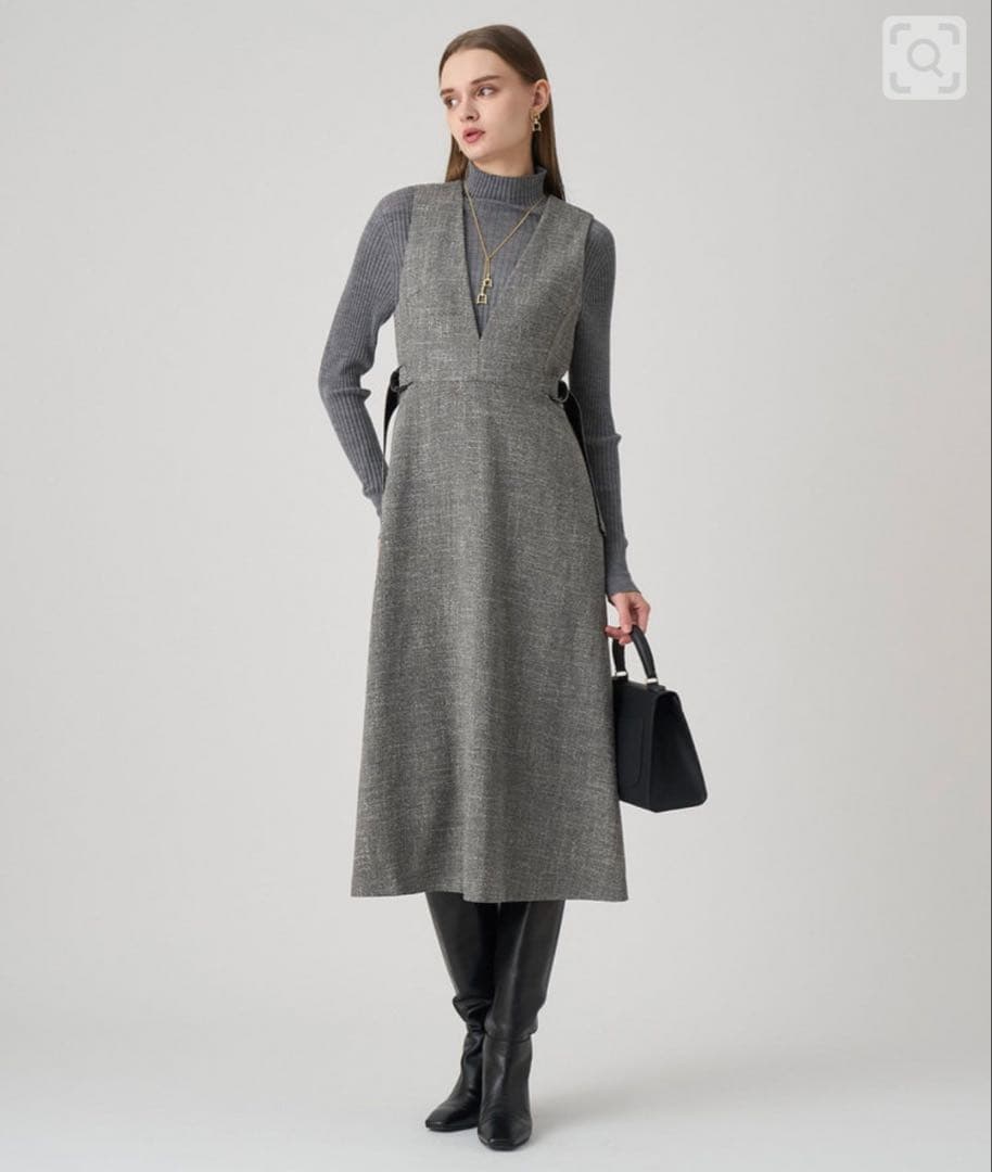 ANAYI アナイ　シアーウールハイネック プルオーバー　チャコールグレー　M