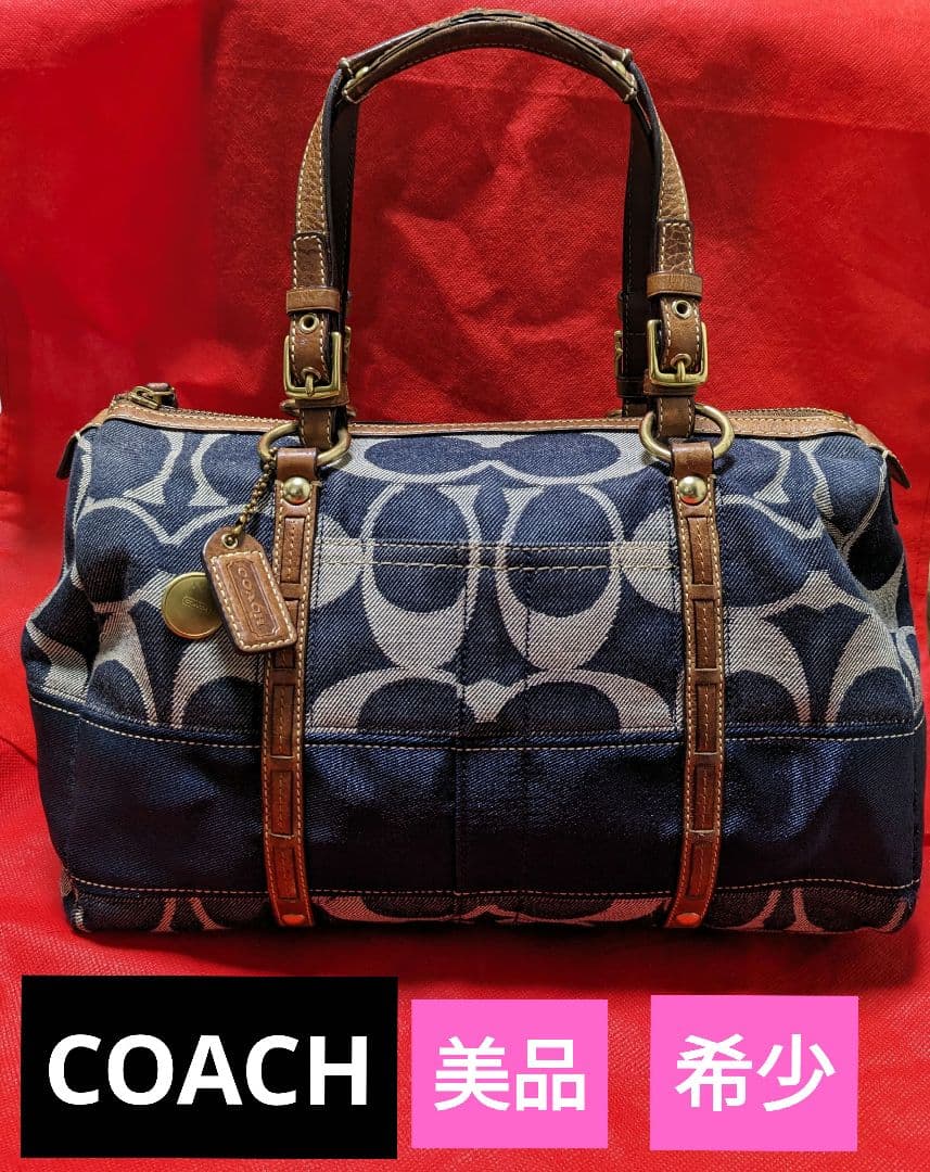 COACH コーチシグネチャー デニム ボストンバッグ ハンドバッグ y2k