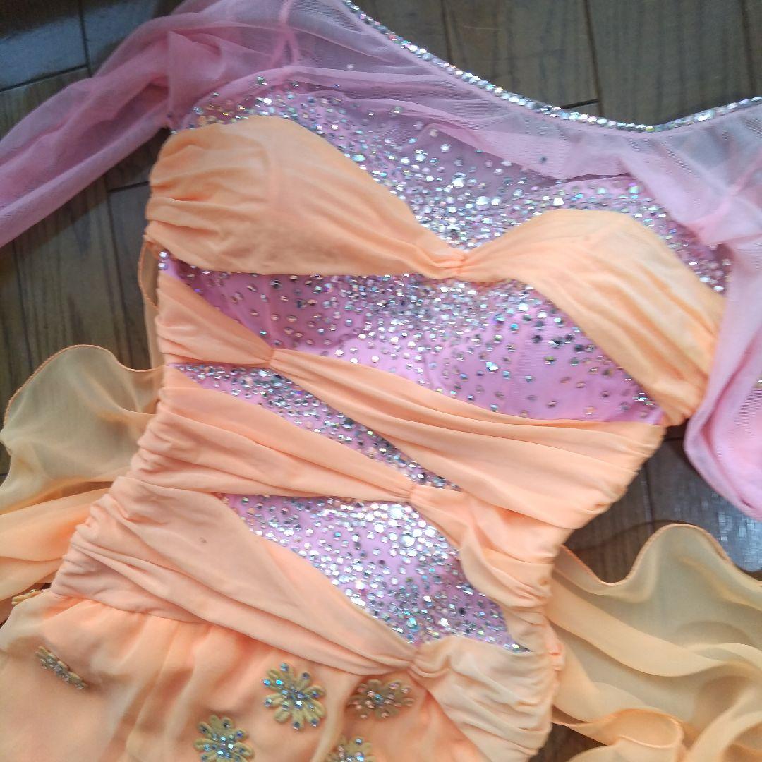 オレンジ色社交ダンスドレス