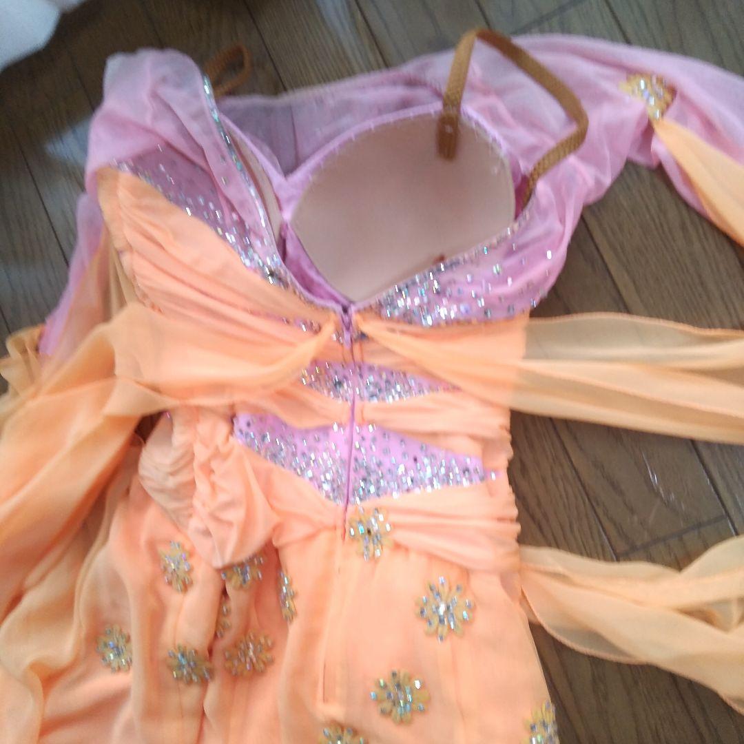 オレンジ色社交ダンスドレス