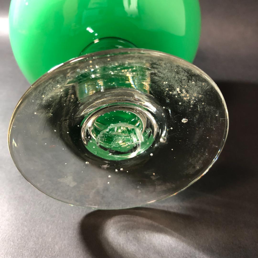 レトロガラス　三色ガラス　コンポート　フリルガラス　脚付きコンポート