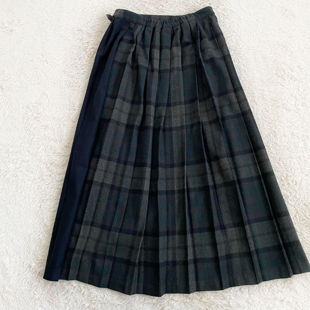 美品　オニール　別注アコーディオンスカート　ラップスカート　プリーツ　チェック