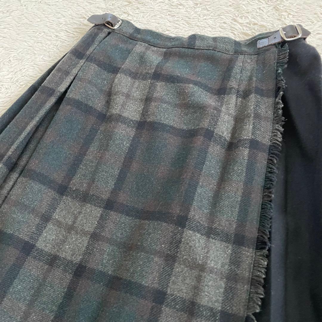 美品　オニール　別注アコーディオンスカート　ラップスカート　プリーツ　チェック