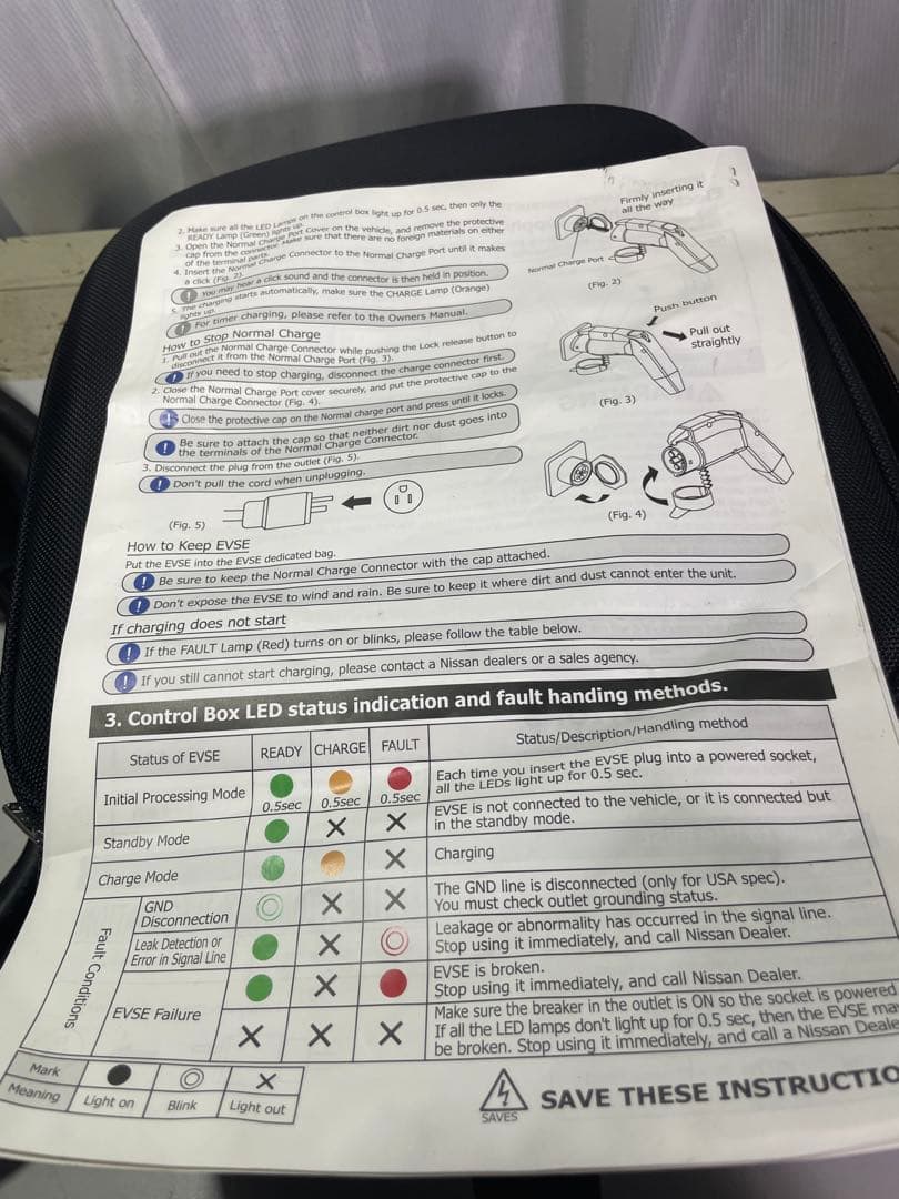 日産　リーフ　充電ケーブル　3NA1A