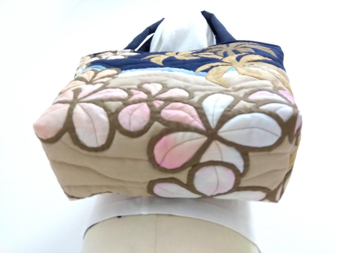 ハワイアンキルト　ハンドメイド　ヤシの木　プルメリアトートバッグ