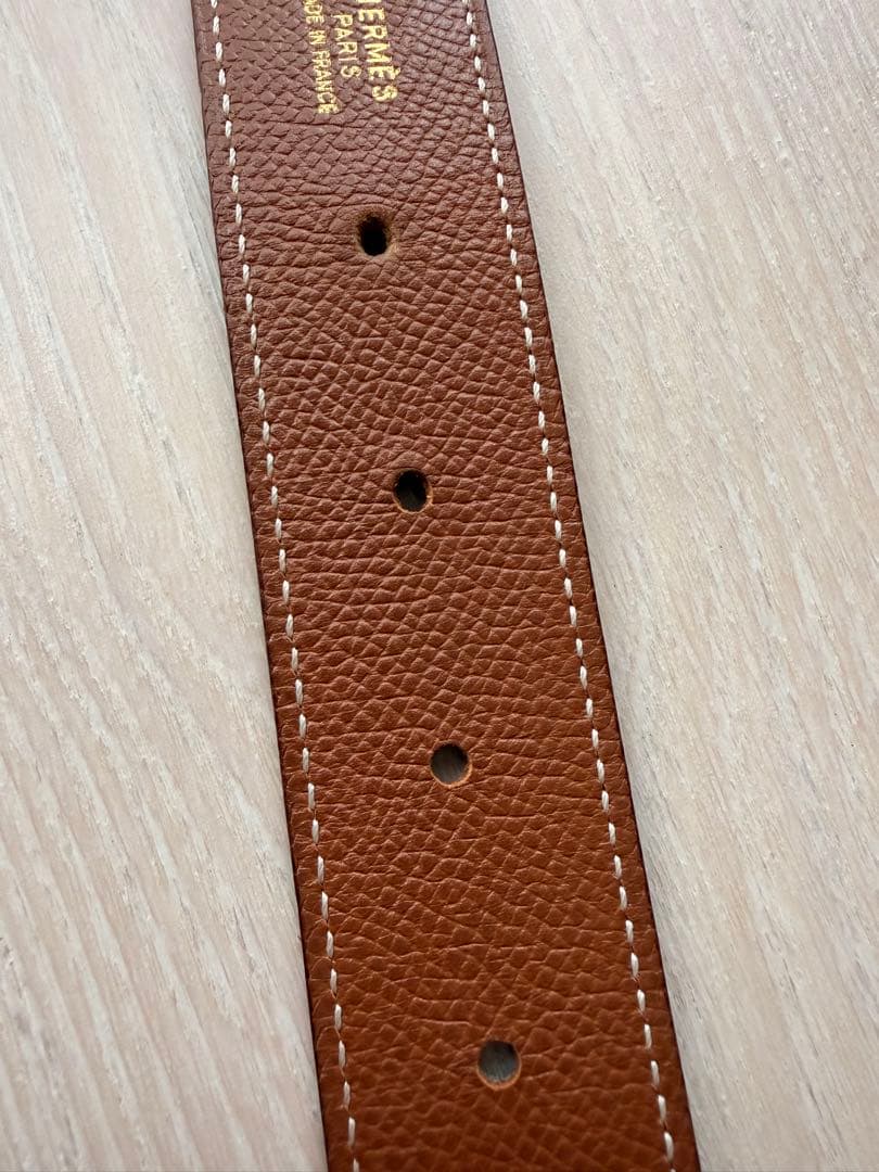 HERMES Hベルト ブラウン レザー 箱付き　あんしん鑑定済