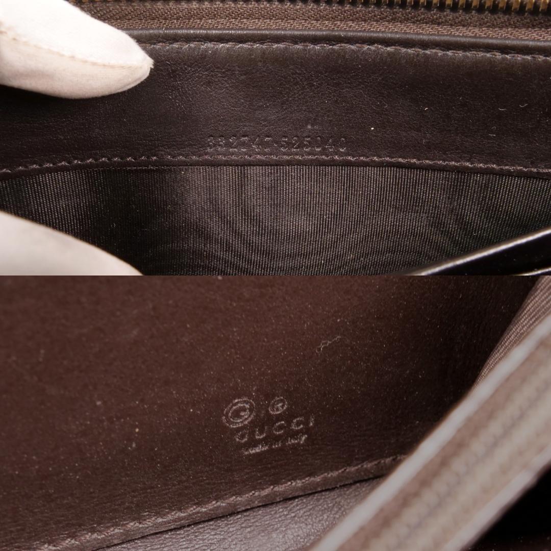 美品✨グッチ 長財布 シマ レザー GG柄 L字ファスナー ダークブラウン