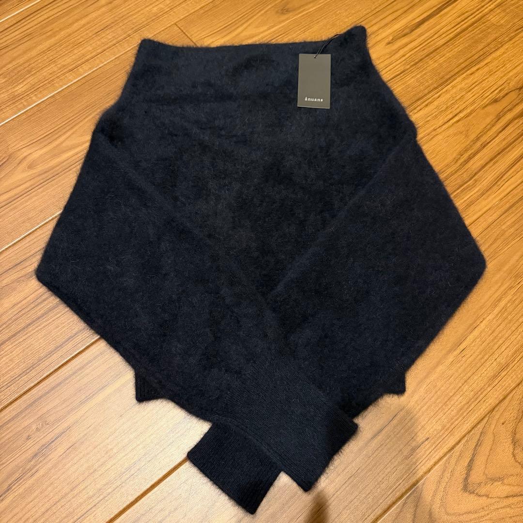 anuans ラクーンフォックスオフショルニットプルオーバー NAVY