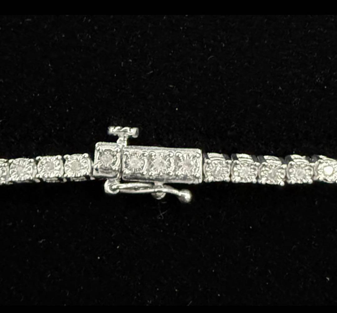 【最終価格】天然ダイヤモンドシルバー925テニスネックレスチェーン