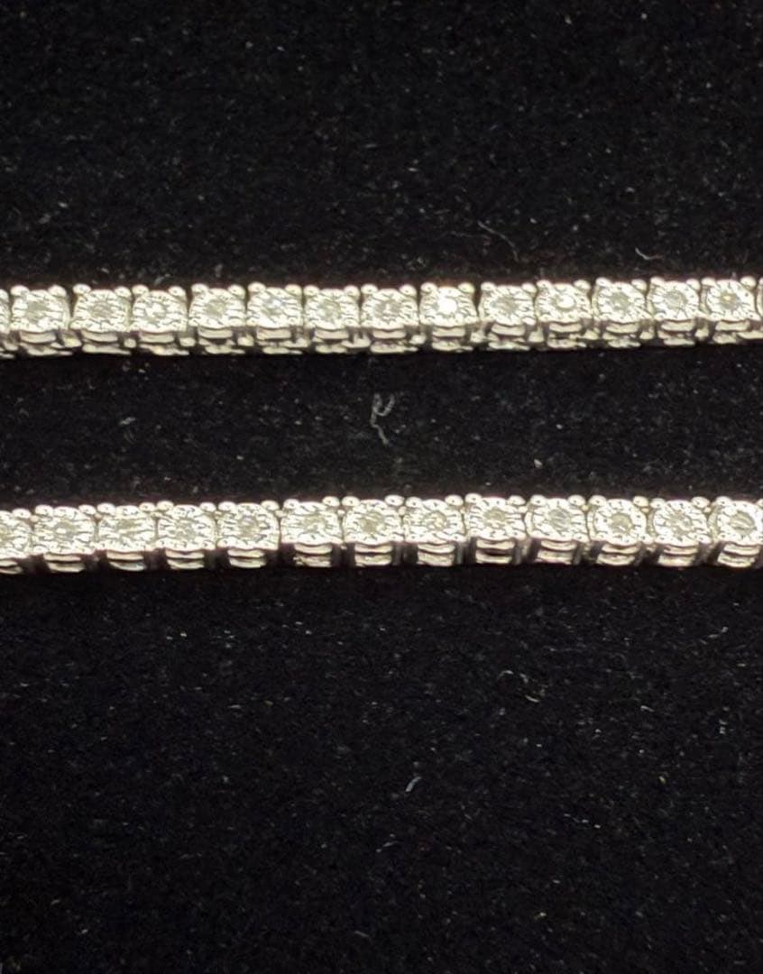 【最終価格】天然ダイヤモンドシルバー925テニスネックレスチェーン